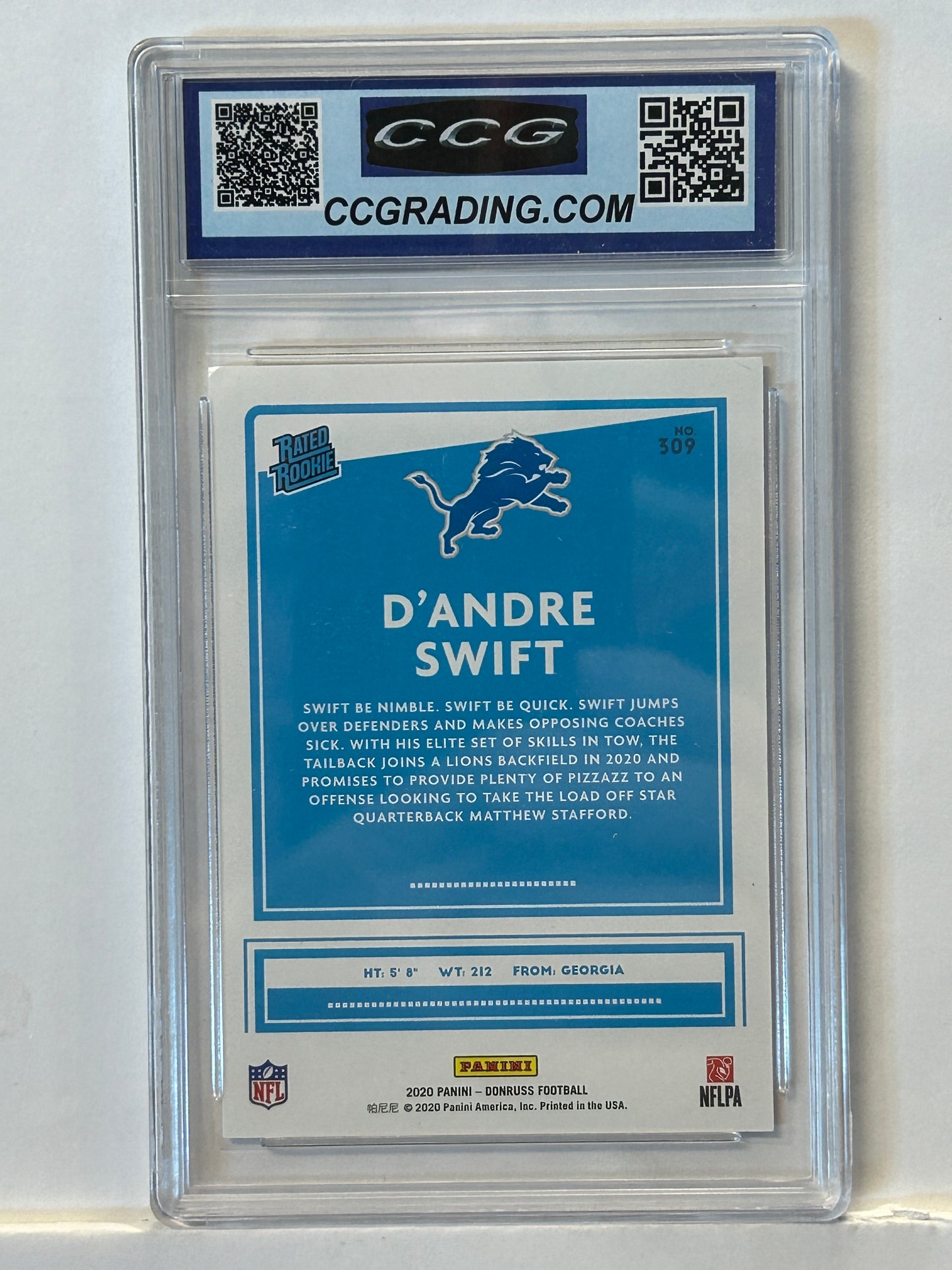 2020 Donruss Rated Rookie D'Andre Detroit Lions #309 CCG 10