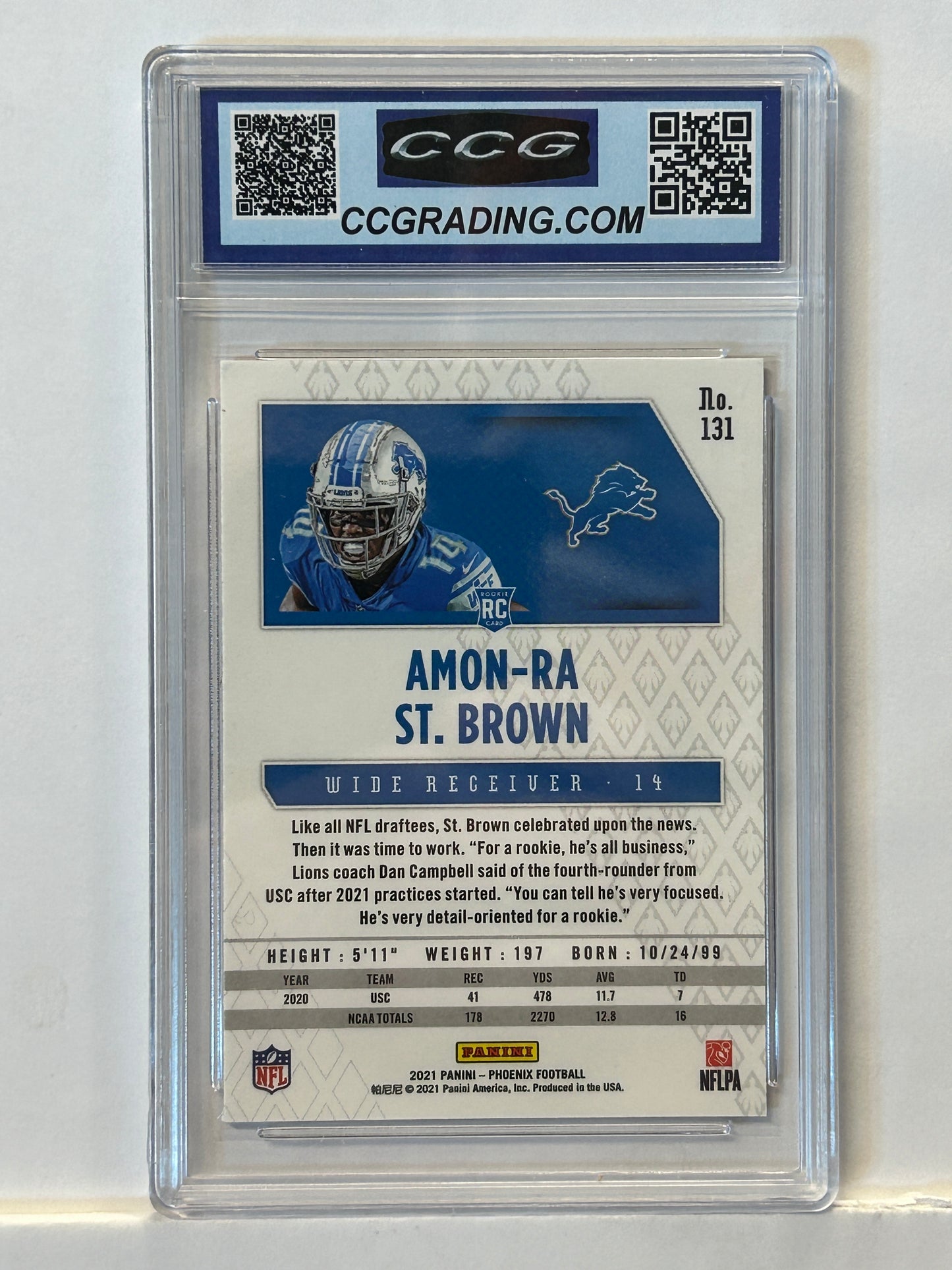 2021 Panini Phoenix Fire Burst Amon-St. Brown Detroit Lions #131 CCG10