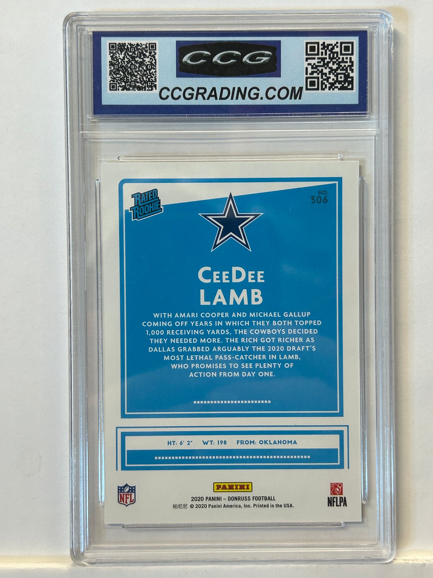 2020 Donruss Rated Rookie CeeDee Lamb Dallas Cowboys #306 CCG 10