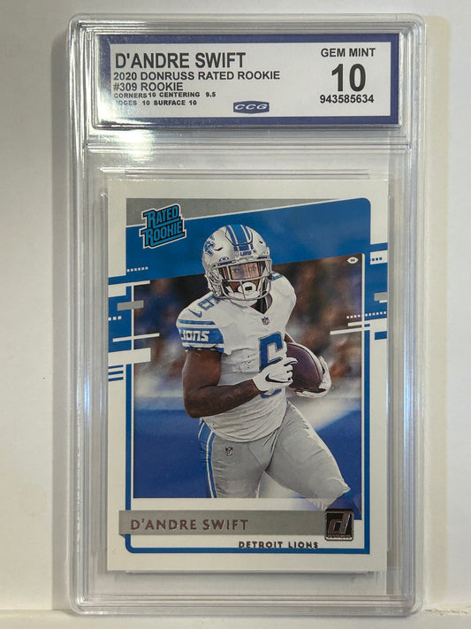 2020 Donruss D'Andre Swift Rookie #309 CCG 10