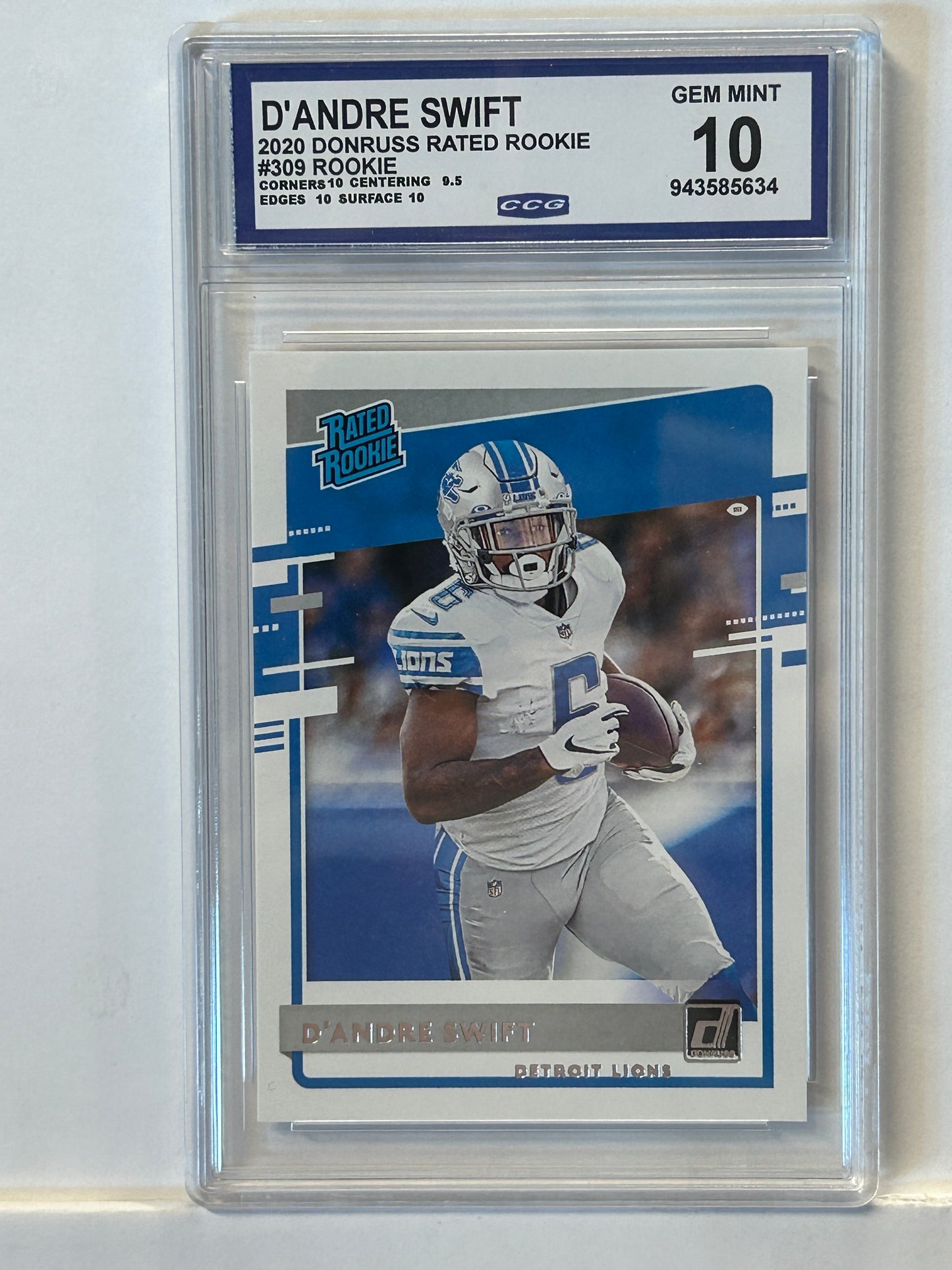 2020 Donruss Rated Rookie D'Andre Detroit Lions #309 CCG 10
