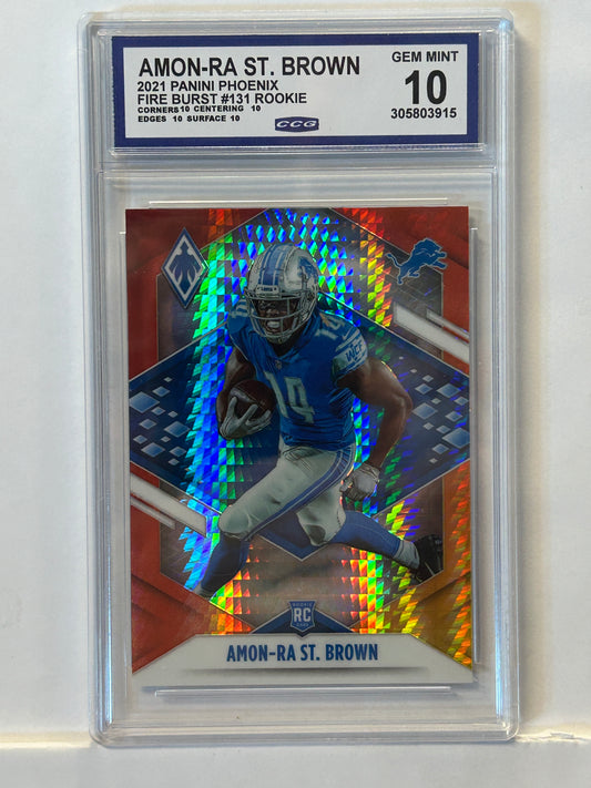 2021 Panini Phoenix Fire Burst Amon-St. Brown Detroit Lions #131 CCG10