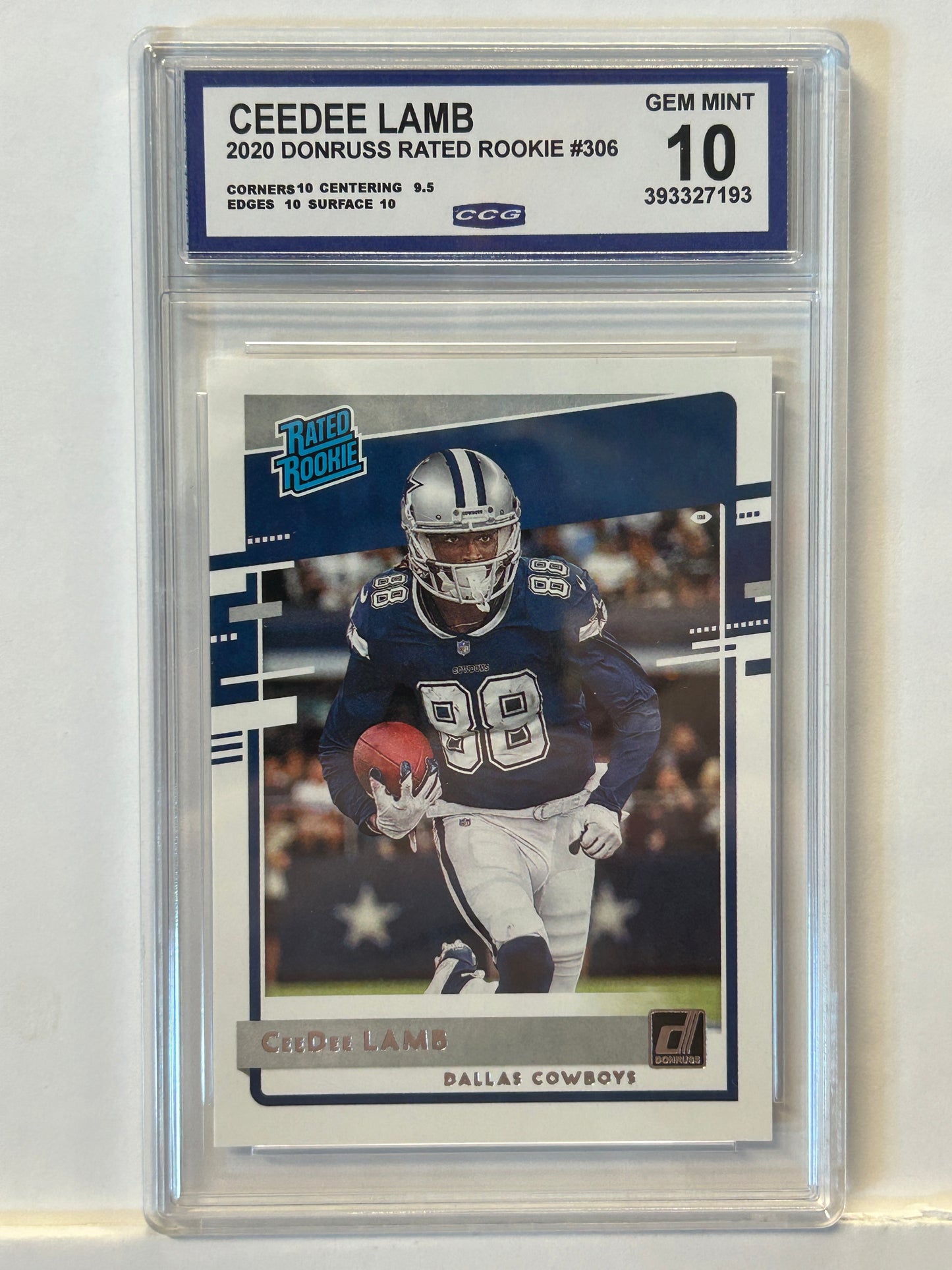 2020 Donruss Rated Rookie CeeDee Lamb Dallas Cowboys #306 CCG 10