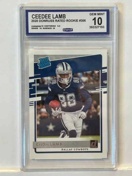 2020 Donruss Rated Rookie CeeDee Lamb Dallas Cowboys #306 CCG 10