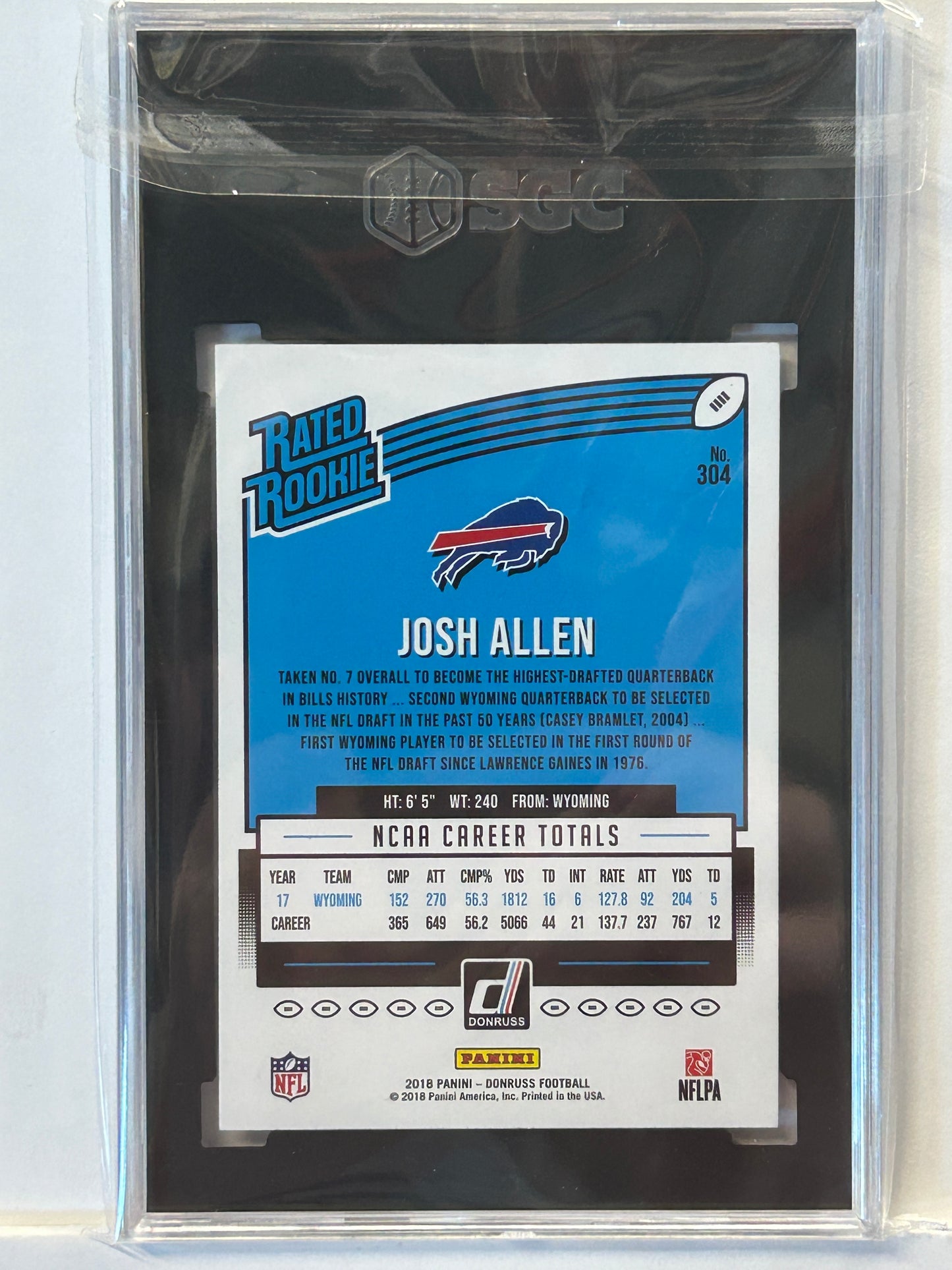 2018 Donruss Rated Rookie Josh Allen Buffalo Bills #304 CCG 9