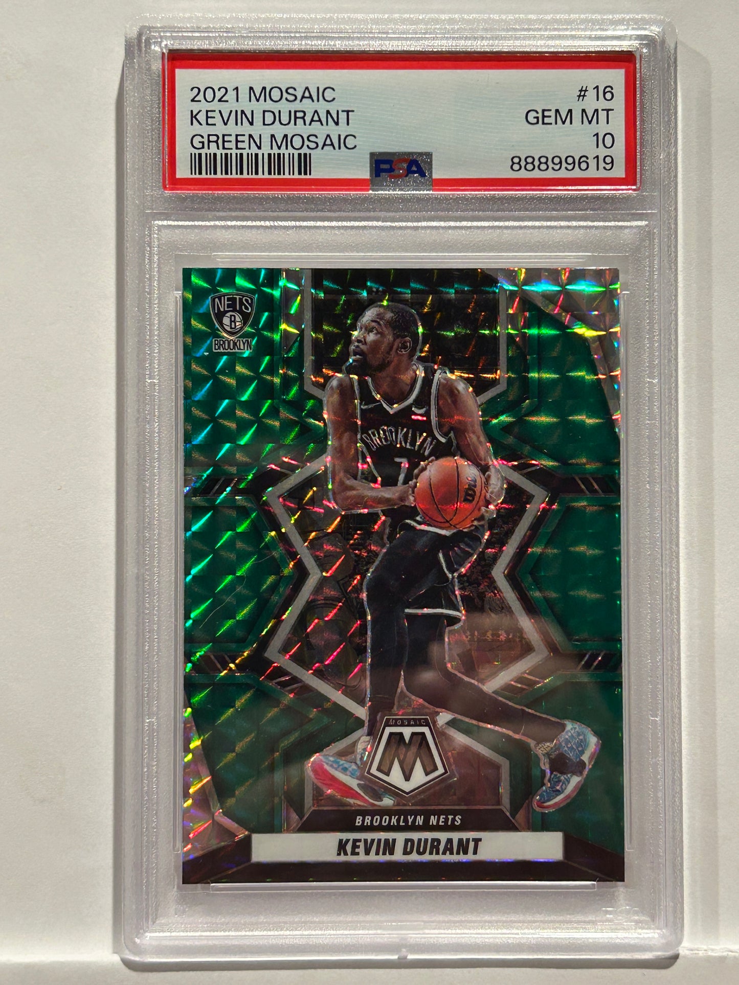 2021 Panini Mosaic Kevin Durant NY Brooklyn #16 PSA 10
