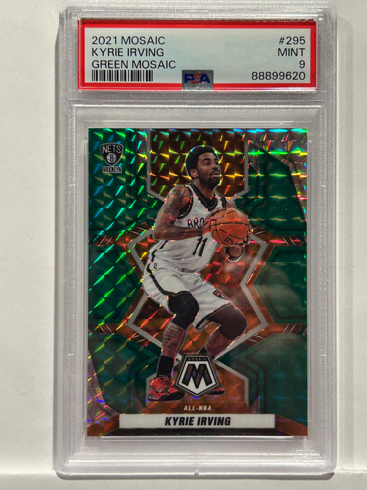 2021 Panini Mosaic Kyrie Irving NY Brooklyn Green Mosaic #295 PSA 9